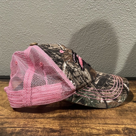 Duck Commander Pink And Camo Distressed Trucker Hat Adjustable Strapback Cap - Picture 5 of 8